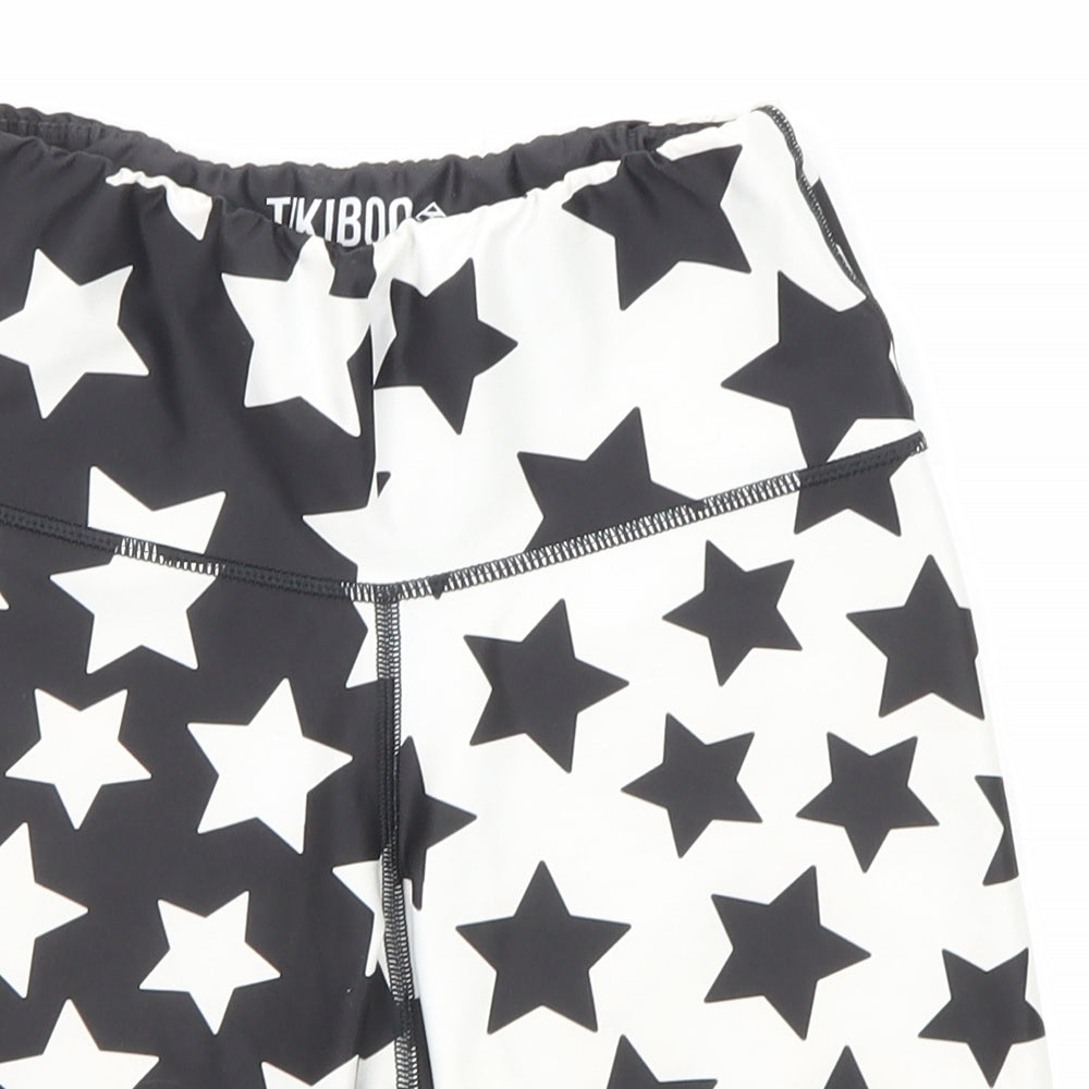 Tikiboo Womens Black Spotted Polyester Sweat Shorts Size XS L5 in Regular Pull On - Star pattern