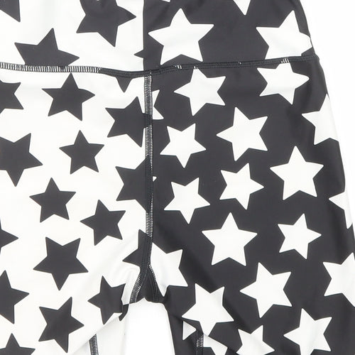 Tikiboo Womens Black Spotted Polyester Sweat Shorts Size XS L5 in Regular Pull On - Star pattern