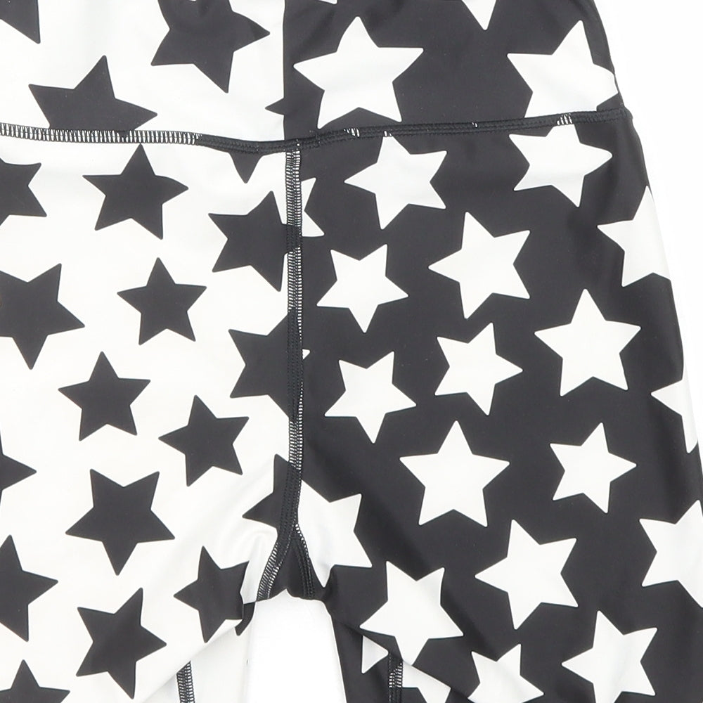 Tikiboo Womens Black Spotted Polyester Sweat Shorts Size XS L5 in Regular Pull On - Star pattern