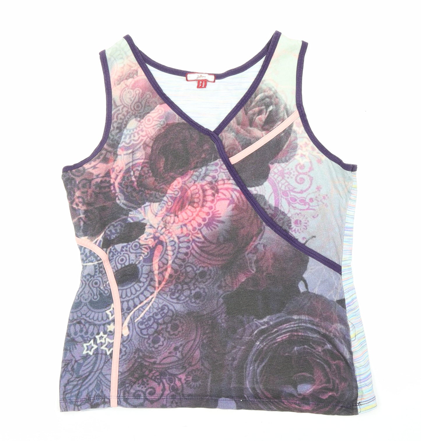 Joe Browns Womens Multicoloured Geometric Cotton Basic Tank Size 12 V-Neck