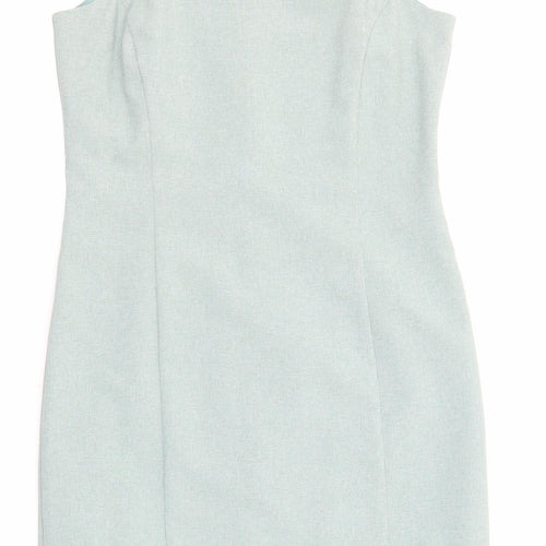 Classics Womens Green Polyester Pencil Dress Size 12 V-Neck Zip
