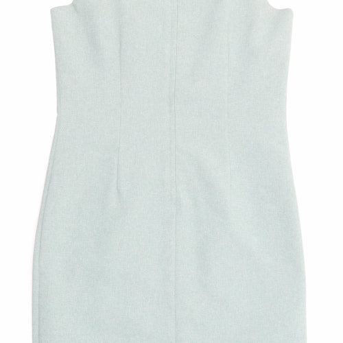 Classics Womens Green Polyester Pencil Dress Size 12 V-Neck Zip