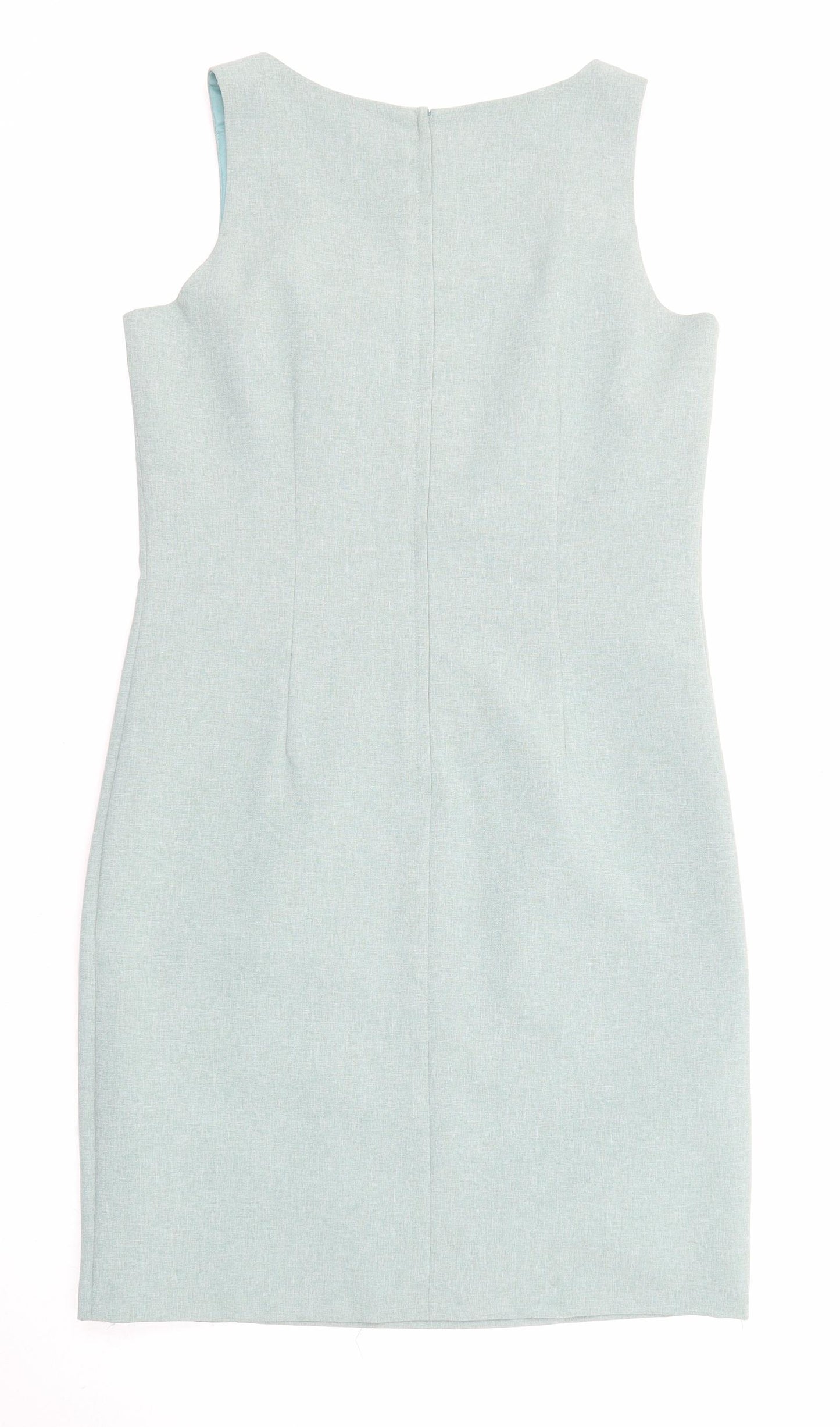 Classics Womens Green Polyester Pencil Dress Size 12 V-Neck Zip