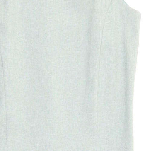 Classics Womens Green Polyester Pencil Dress Size 12 V-Neck Zip