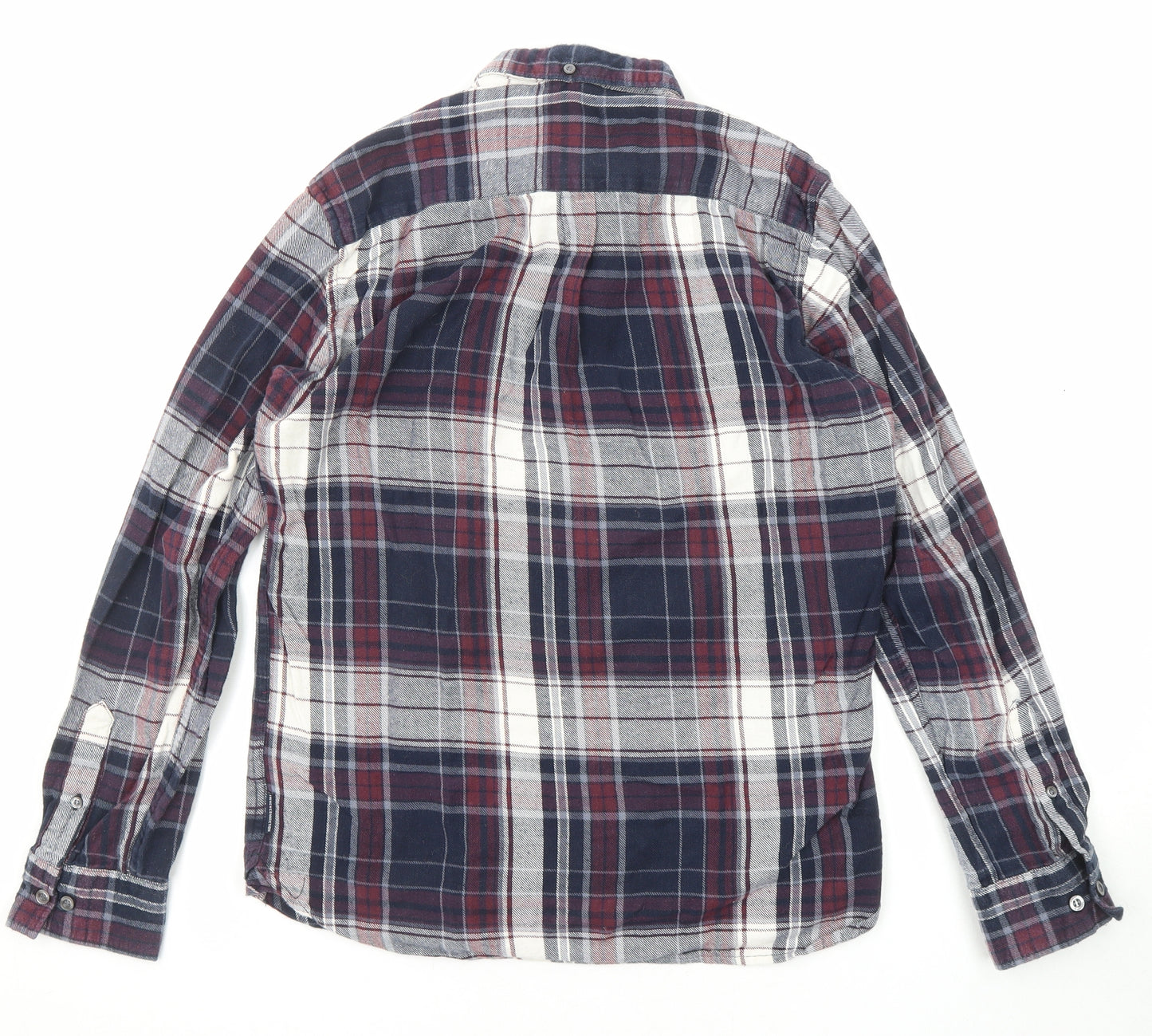 French Connection Mens Multicoloured Plaid Cotton Button-Up Size M Collared Button