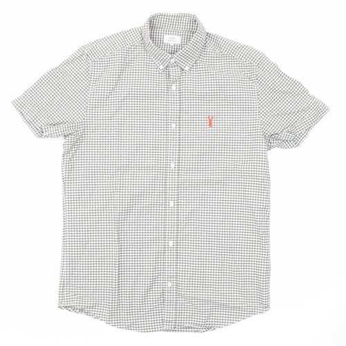 NEXT Mens Green Check Cotton Button-Up Size M Collared Button