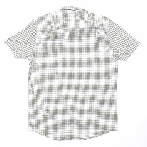 NEXT Mens Green Check Cotton Button-Up Size M Collared Button