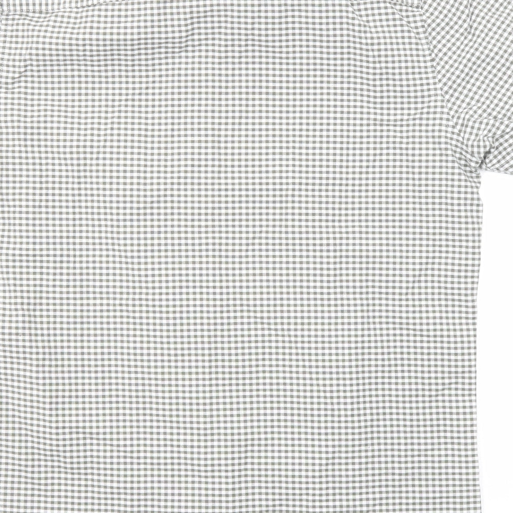 NEXT Mens Green Check Cotton Button-Up Size M Collared Button