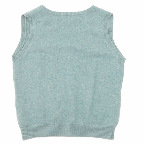 House of Bruar Womens Green V-Neck Wool Vest Jumper Size L