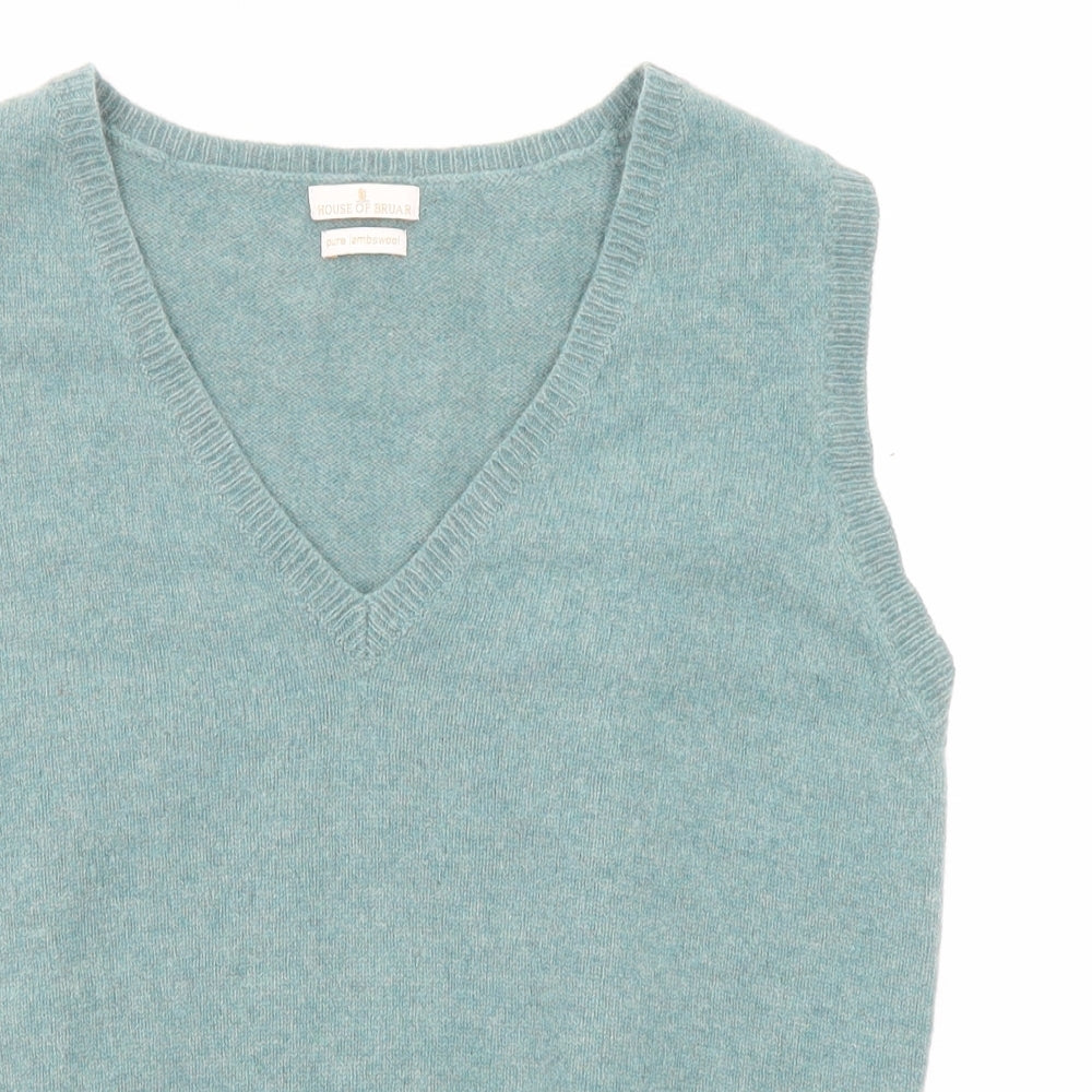 House of Bruar Womens Green V-Neck Wool Vest Jumper Size L