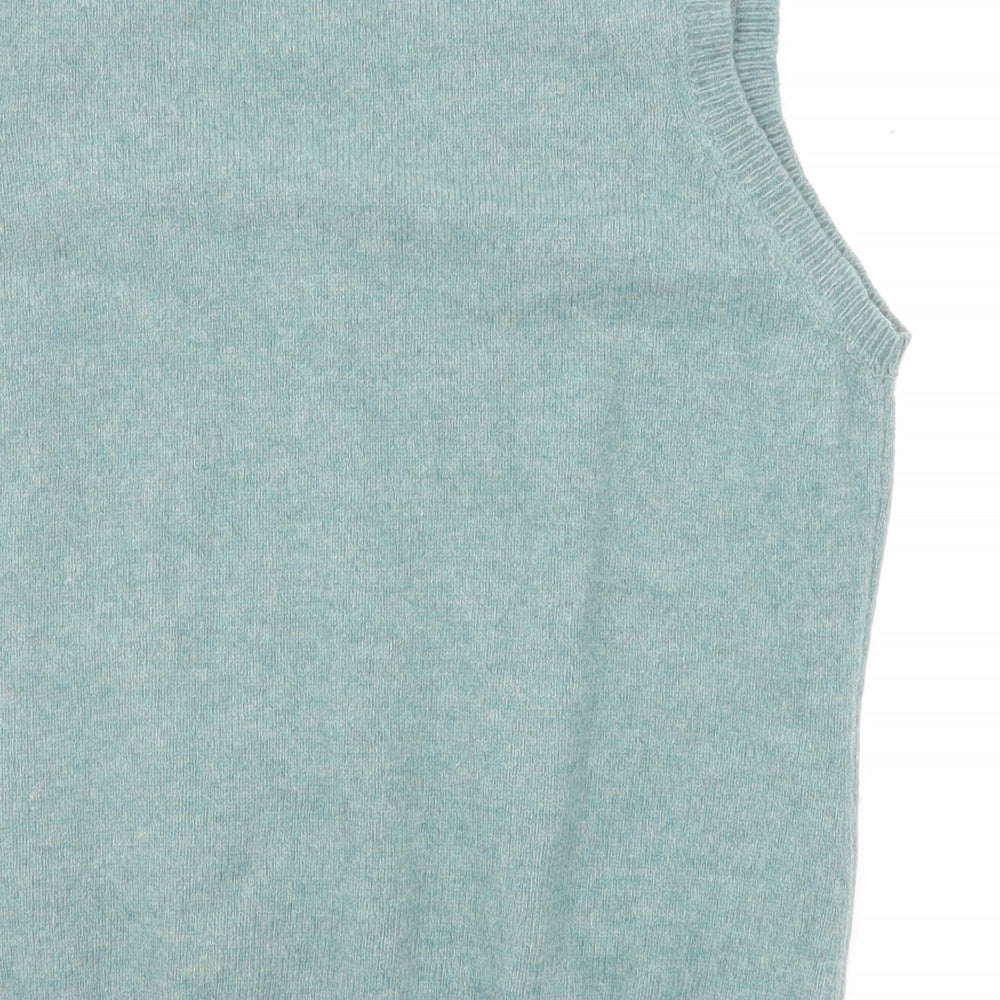 House of Bruar Womens Green V-Neck Wool Vest Jumper Size L