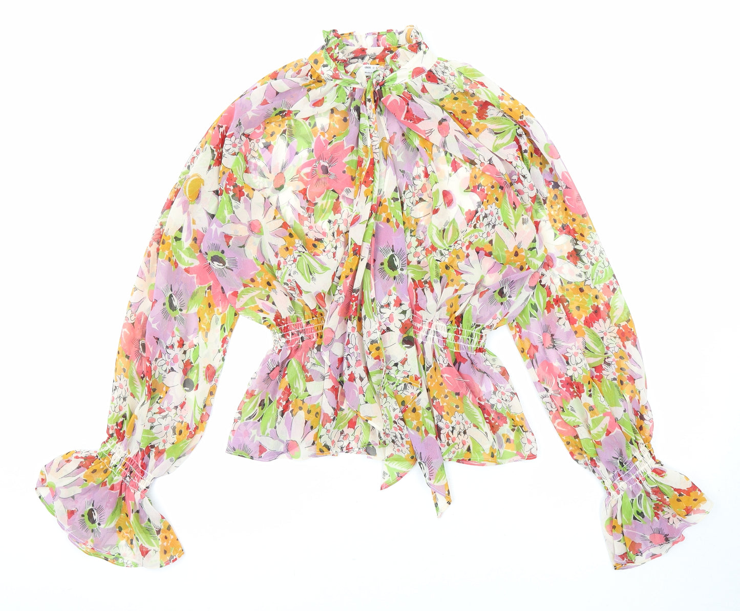 ASOS Womens Multicoloured Floral Viscose Basic Blouse Size 10 Mock Neck