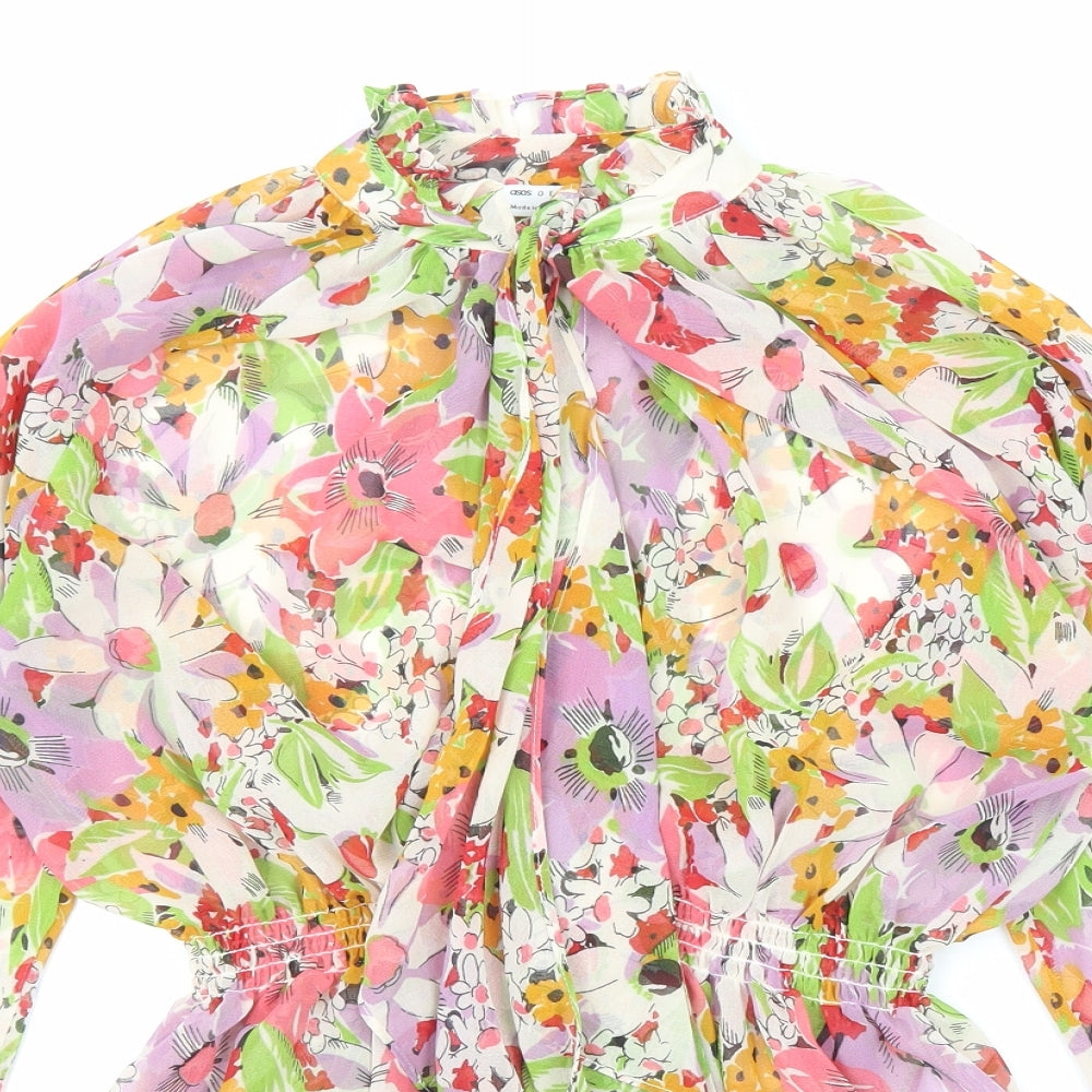 ASOS Womens Multicoloured Floral Viscose Basic Blouse Size 10 Mock Neck