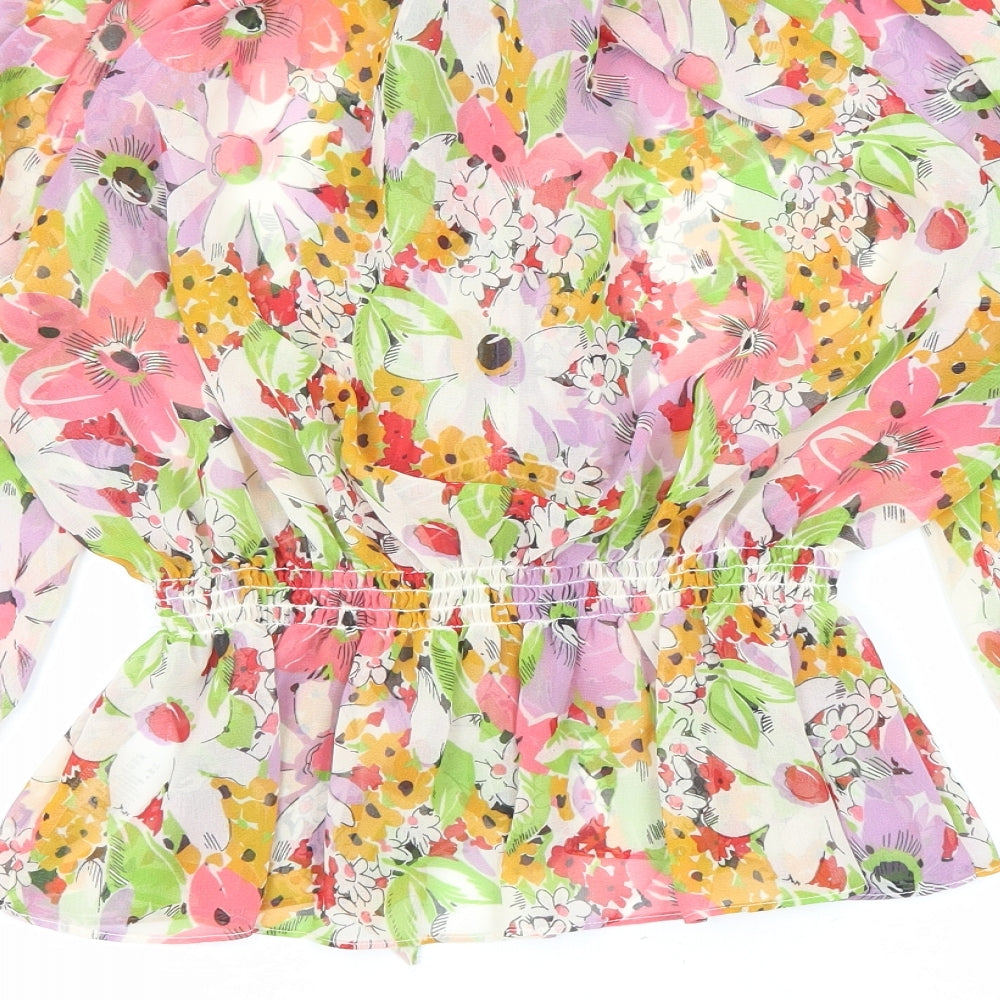 ASOS Womens Multicoloured Floral Viscose Basic Blouse Size 10 Mock Neck