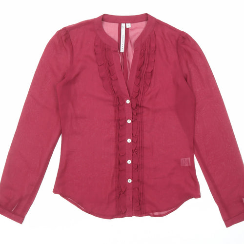 Crew Clothing Womens Purple Polyester Basic Button-Up Size 6 V-Neck