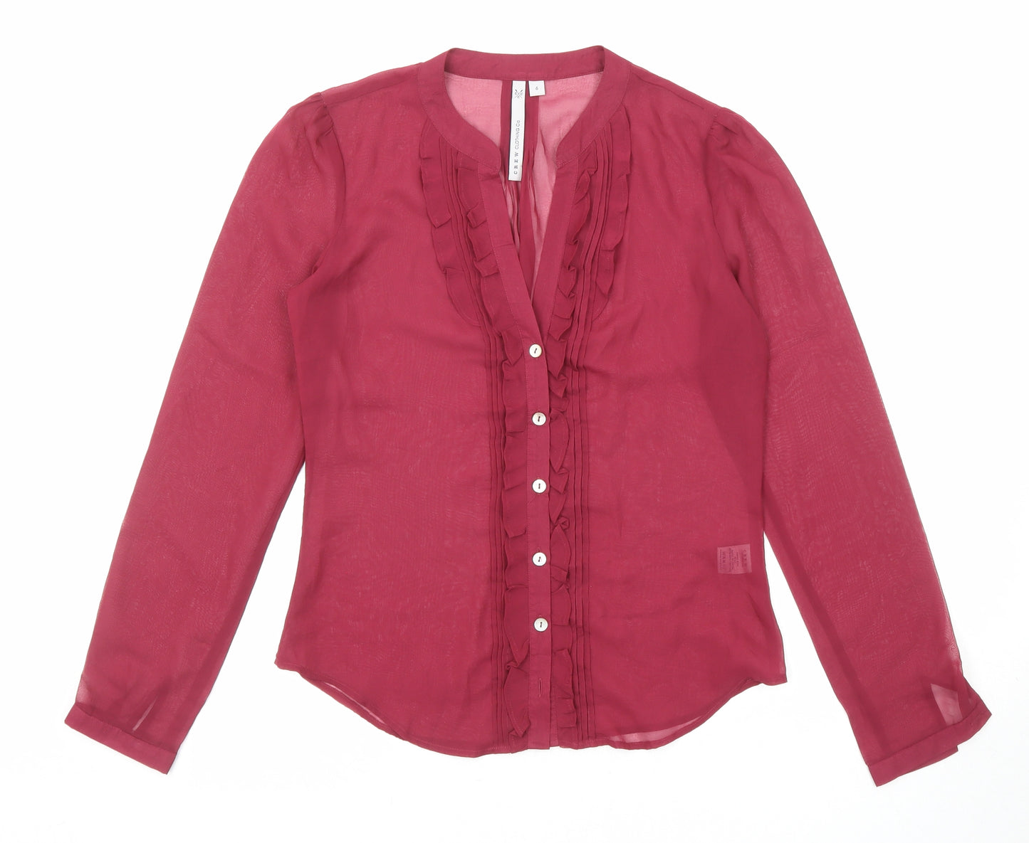 Crew Clothing Womens Purple Polyester Basic Button-Up Size 6 V-Neck