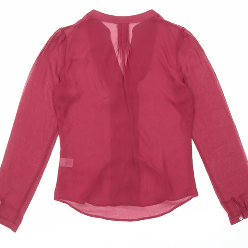Crew Clothing Womens Purple Polyester Basic Button-Up Size 6 V-Neck