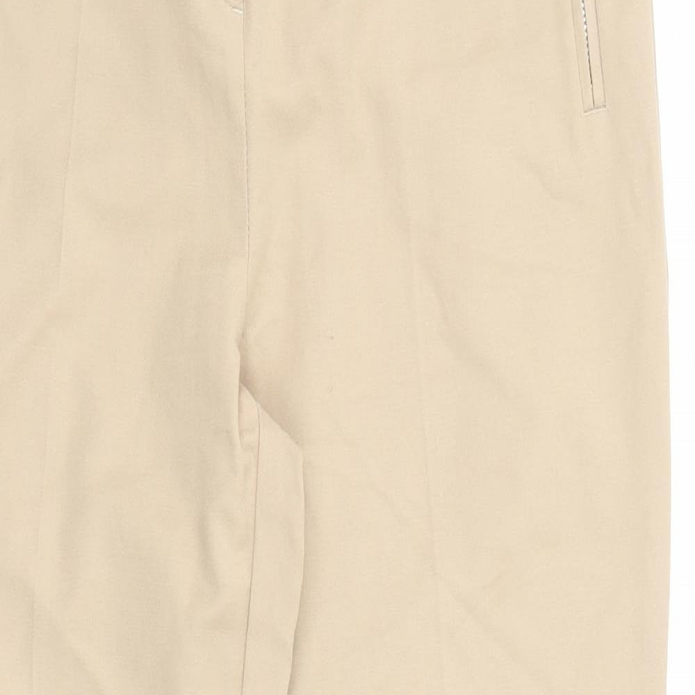 Per Una Womens Beige Cotton Chino Trousers Size 12 L25 in Regular Zip