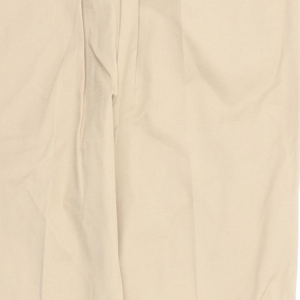 Per Una Womens Beige Cotton Chino Trousers Size 12 L25 in Regular Zip