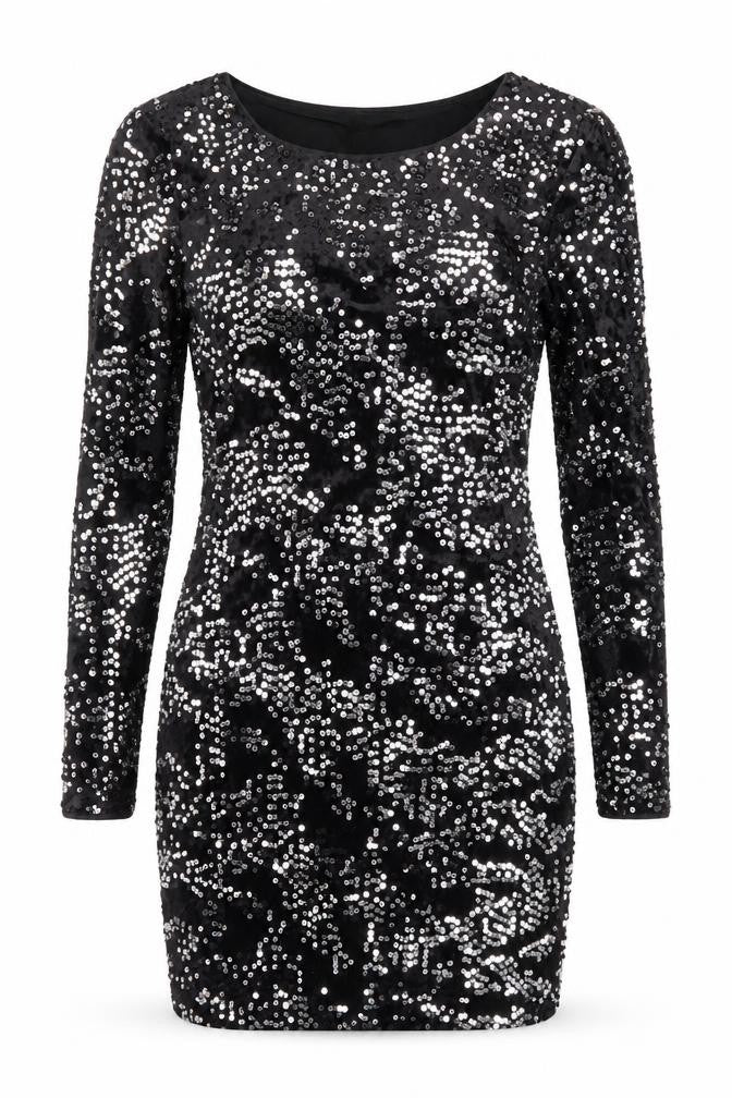Front view of Divided by H&M women’s black polyester bodycon, size UK 8, boat neck pullover