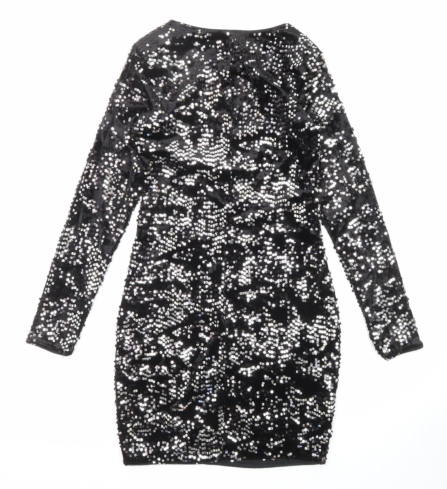 Divided by H&M Womens Black Polyester Bodycon Size 8 Boat Neck Pullover