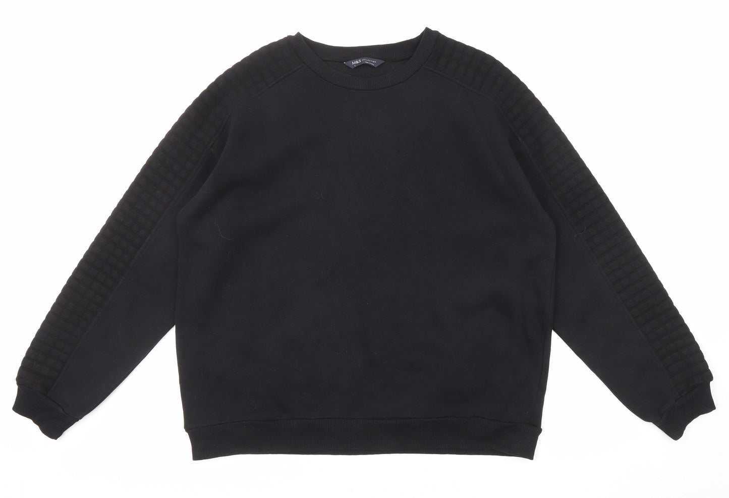 Marks and Spencer Womens Black Cotton Pullover Sweatshirt Size 16 Pullover