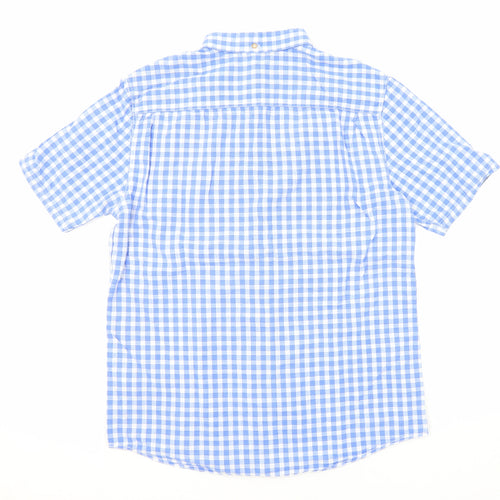 Red Herring Mens Blue Check Cotton Button-Up Size M Collared Button