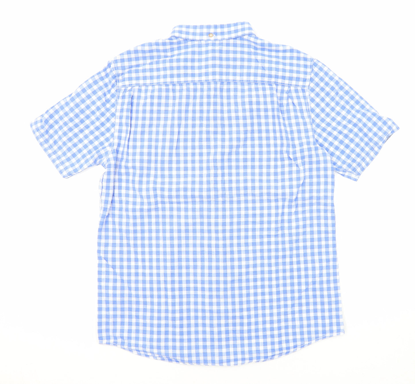 Red Herring Mens Blue Check Cotton Button-Up Size M Collared Button