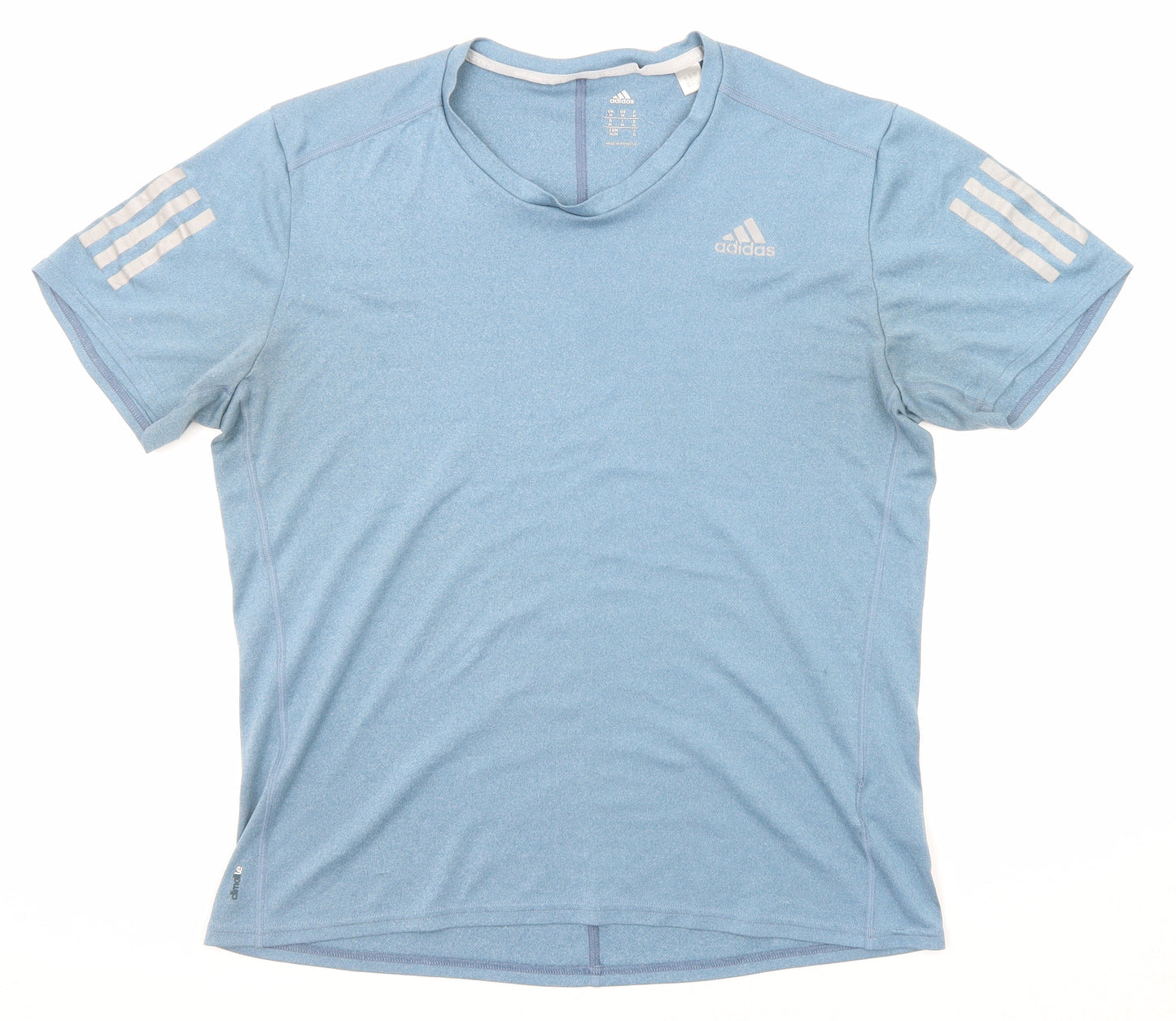 adidas Womens Blue Polyester Basic T-Shirt Size M Round Neck - Activewear