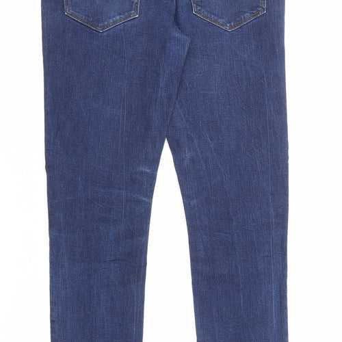 Farah Mens Blue Cotton Straight Jeans Size 34 in L32 in Regular Zip
