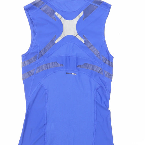adidas Womens Blue Polyester Basic Tank Size M Round Neck Pullover