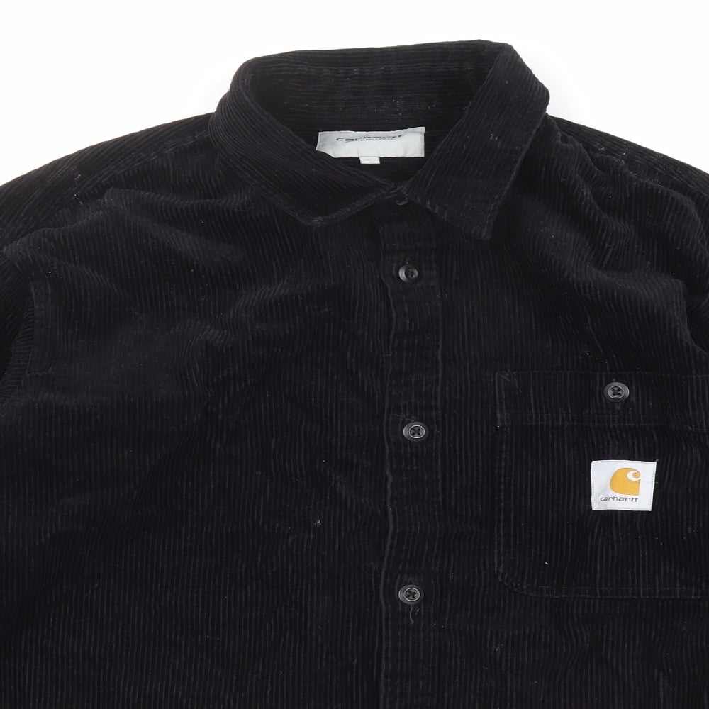 Carhartt Mens Black Cotton Button-Up Size M Collared Button