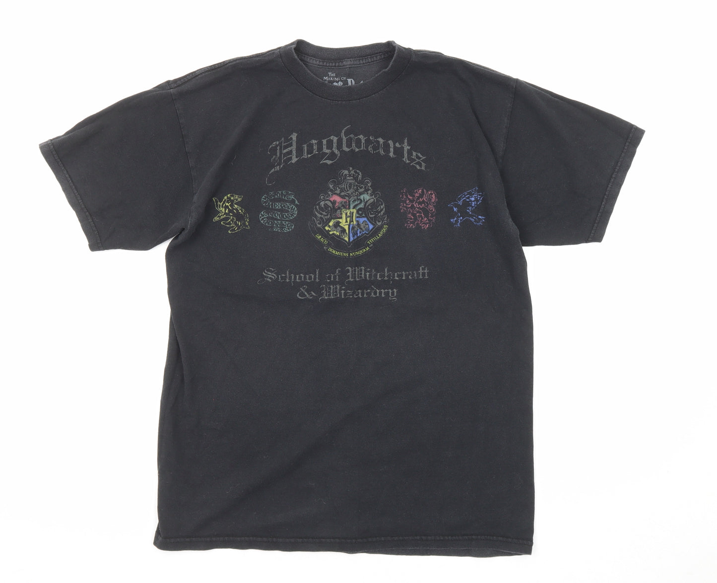 Harry Potter Womens Black Cotton Basic T-Shirt Size M Round Neck - Hogwarts