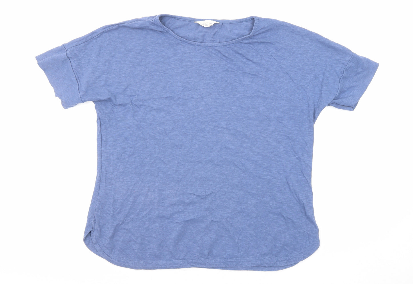 Seasalt Womens Blue Cotton Basic T-Shirt Size 12 Round Neck