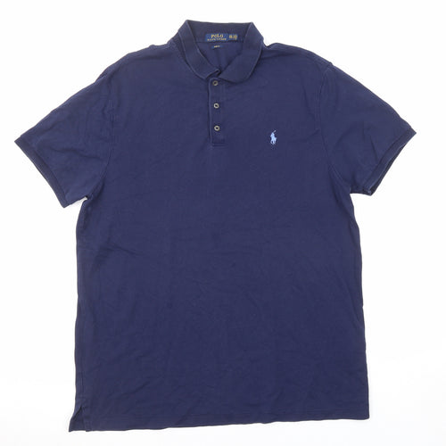 Ralph Lauren Mens Blue Cotton Polo Size 2XL Collared Button