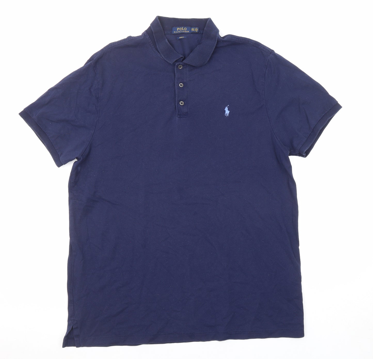 Ralph Lauren Mens Blue Cotton Polo Size 2XL Collared Button