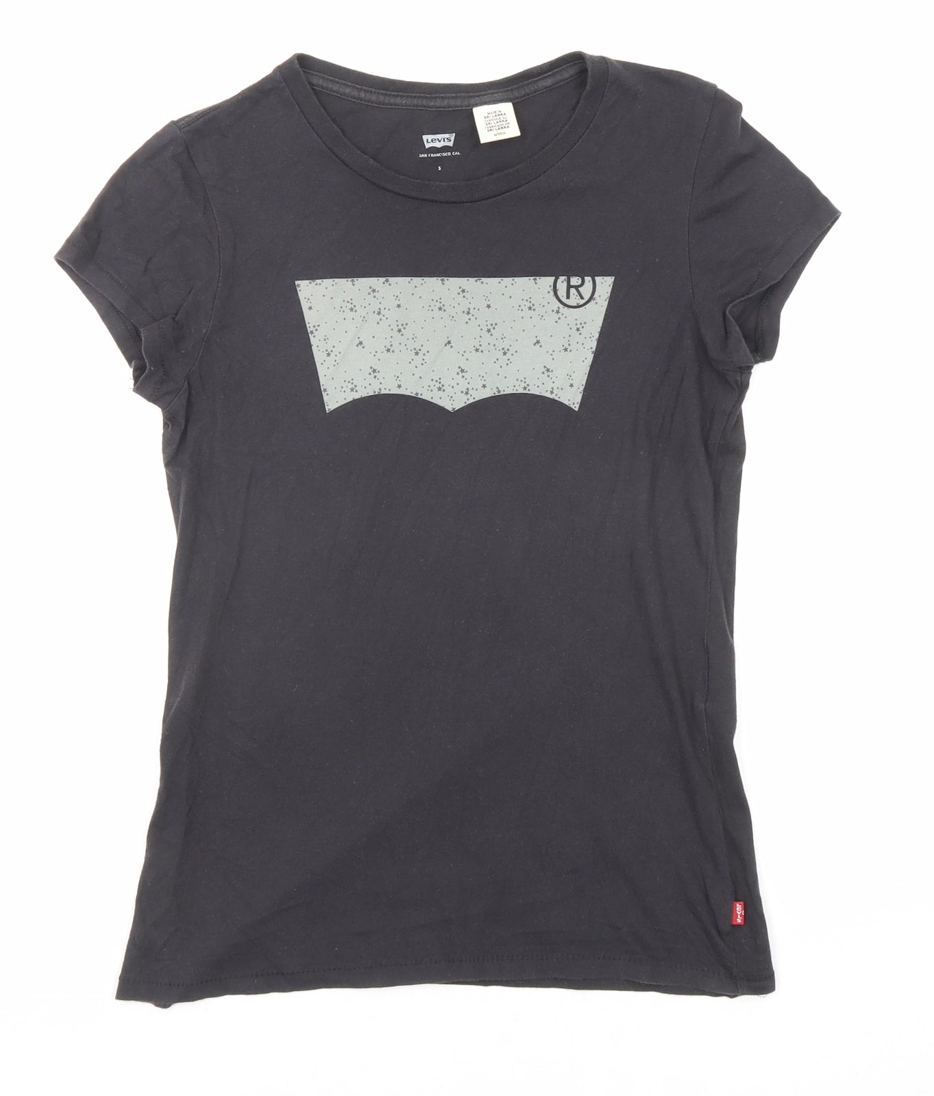 Levi's Womens Black Polyester Basic T-Shirt Size S Round Neck