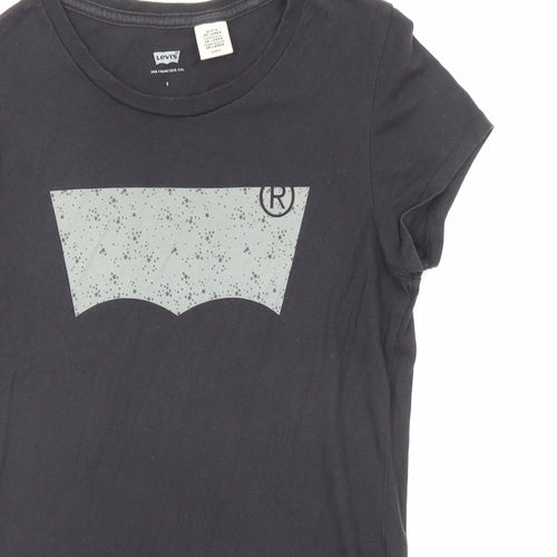 Levi's Womens Black Polyester Basic T-Shirt Size S Round Neck
