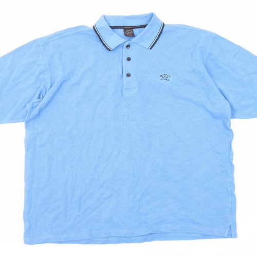 Paul & Shark Mens Blue Cotton Polo Size XL Collared Button