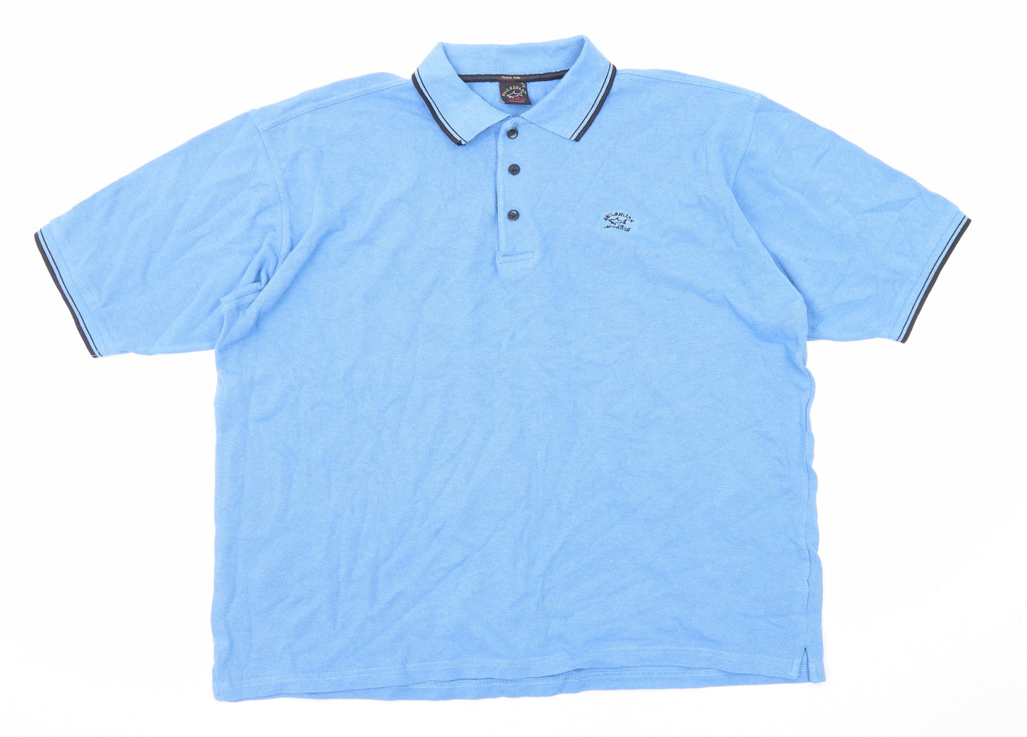 Paul & Shark Mens Blue Cotton Polo Size XL Collared Button