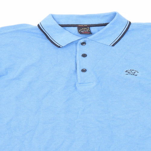 Paul & Shark Mens Blue Cotton Polo Size XL Collared Button