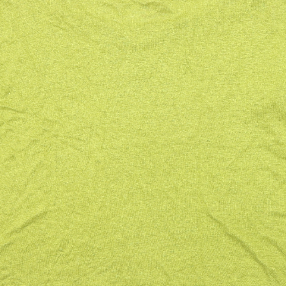 White Stuff Womens Green Linen Basic T-Shirt Size 10 Round Neck