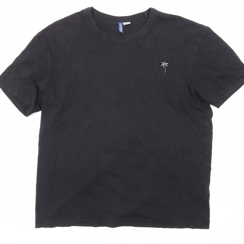 Divided by H&M Womens Black Cotton Basic T-Shirt Size M Round Neck
