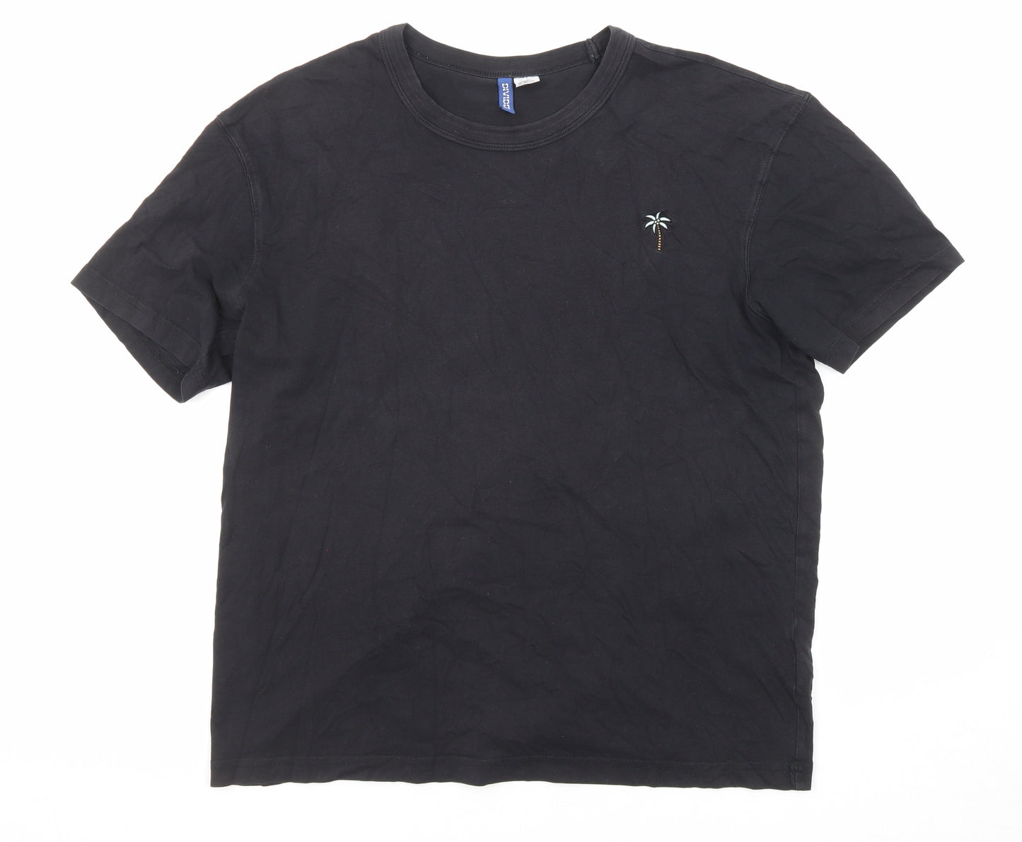 Divided by H&M Womens Black Cotton Basic T-Shirt Size M Round Neck