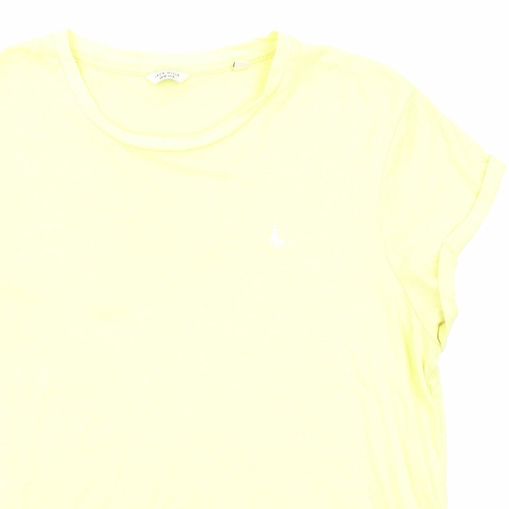 Jack Wills Womens Yellow Cotton Basic T-Shirt Size 10 Round Neck