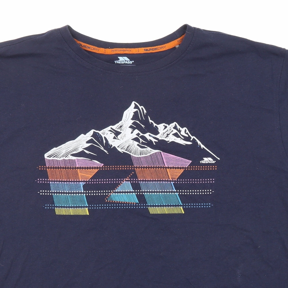 Trespass Mens Blue Cotton T-Shirt Size XL Crew Neck