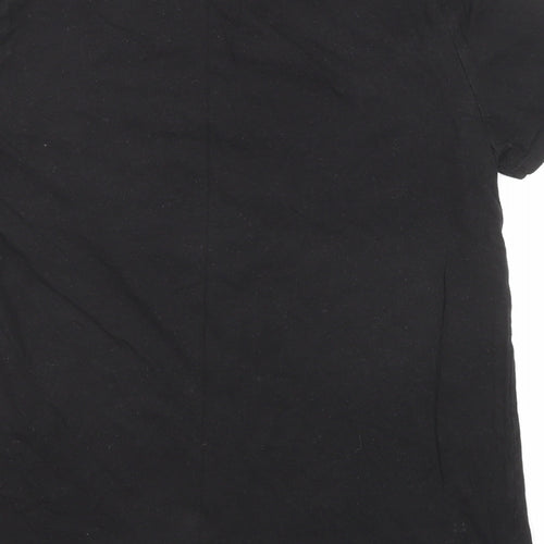 New Look Womens Black Cotton Basic T-Shirt Size 14 Round Neck - Je T'aime