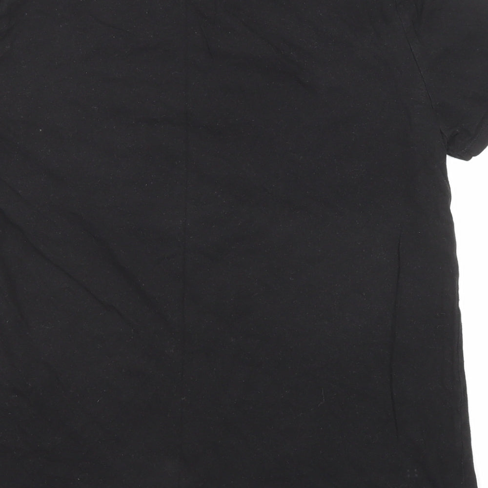 New Look Womens Black Cotton Basic T-Shirt Size 14 Round Neck - Je T'aime