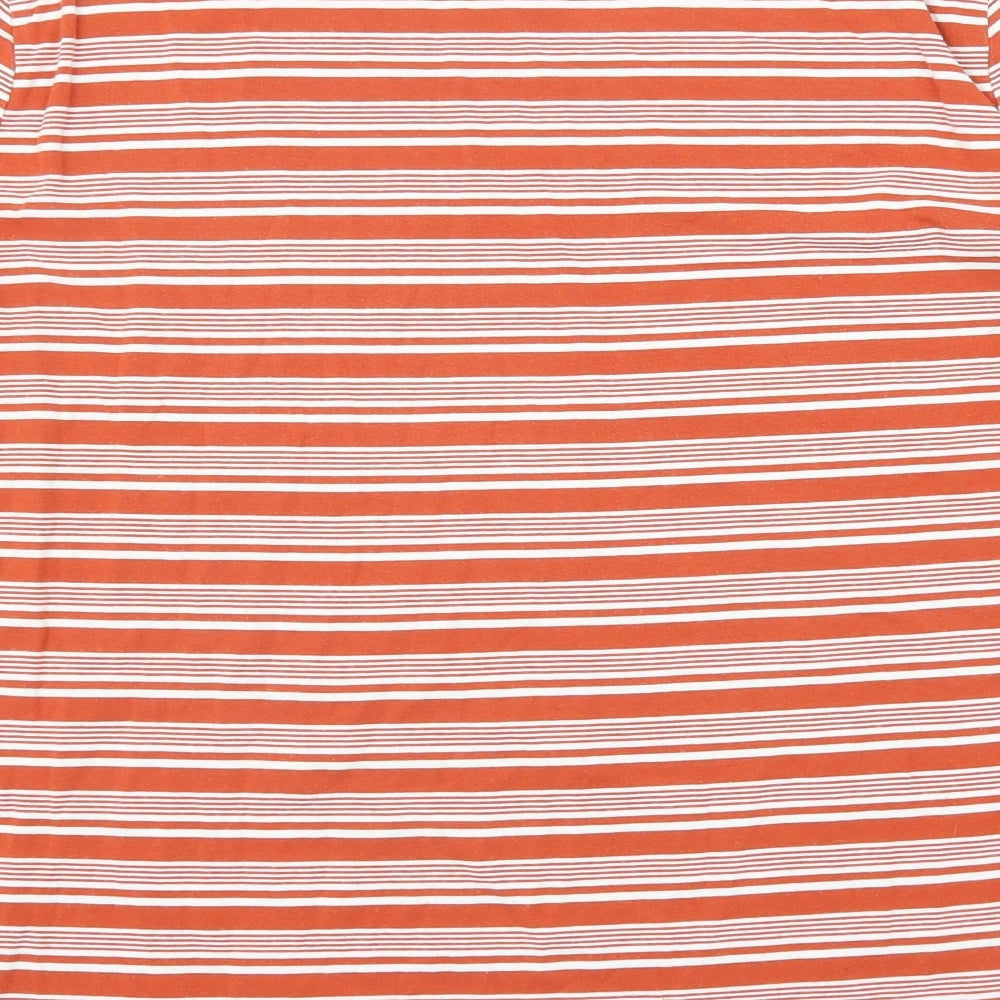 M&Co Womens Orange Striped Cotton Basic T-Shirt Size 20 Round Neck