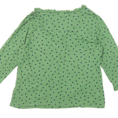 Boden Womens Green Polka Dot Cotton Basic Blouse Size 18 V-Neck